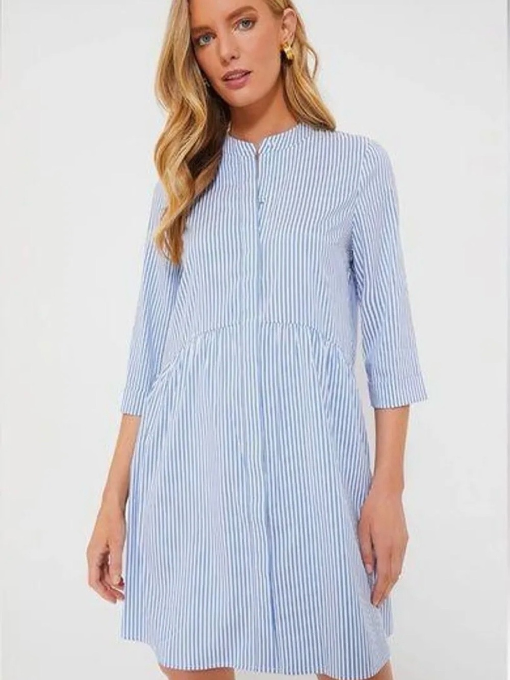 Tuckernuck Royal Dress 3/4 Sleeves Tiered Button Down Shirt Dress Size Medium